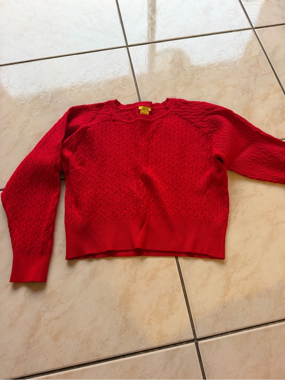 Women’s Red Cable Knit Crewneck Sweater set